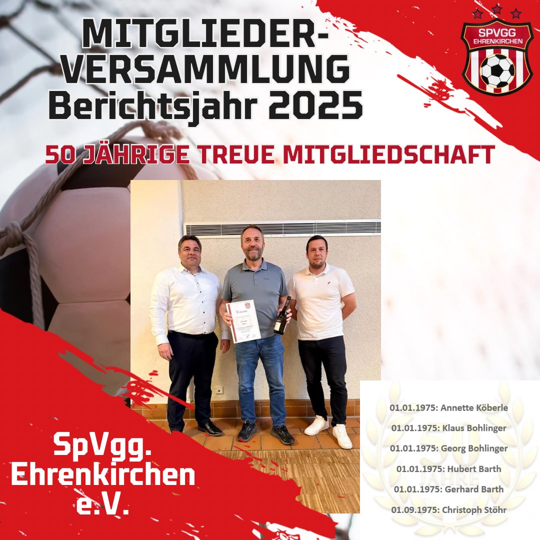 Ehrungen für 50 Jahre Mitgliedschaft bei der SPVGG Ehrenkirchen